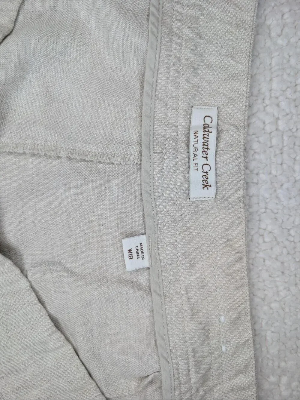 Coldwater Creek Womens Beige Linen Blend Pants Size 18 Relaxed Straight Leg - Picture 6 of 9